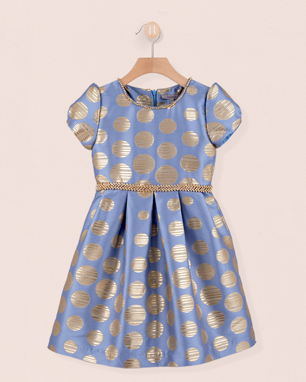 Giovanna Italian Teel-Gold Jacquard Dress